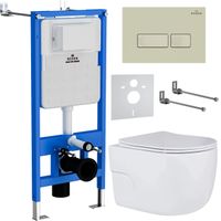 Унитаз подвесной с инсталляцией Roxen StounFix Dual Fresh 966662 6 в 1 (состоит из: 710200, Caspia 410280BG, 530155-01) — 1