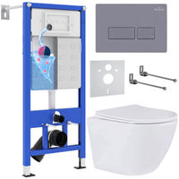 Унитаз подвесной с инсталляцией Roxen StounFix Dual Fresh 966771 6 в 1 (состоит из: 710200, Caspia 410280DG, 530185-01) — 1