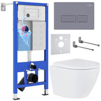 Унитаз подвесной с инсталляцией Roxen StounFix Dual Fresh 966774 6 в 1 (состоит из: 710200, Caspia 410280DG, 530185-02) — 1