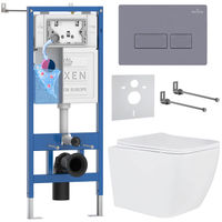 Унитаз подвесной с инсталляцией Roxen StounFix Dual Fresh 966775 6 в 1 (состоит из: 710200, Caspia 410280DG, 530135-01) — 1