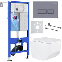 Унитаз подвесной с инсталляцией Roxen StounFix Dual Fresh 966786 6 в 1 (состоит из: 710200, Caspia 410280DG, 530145-01) — 1