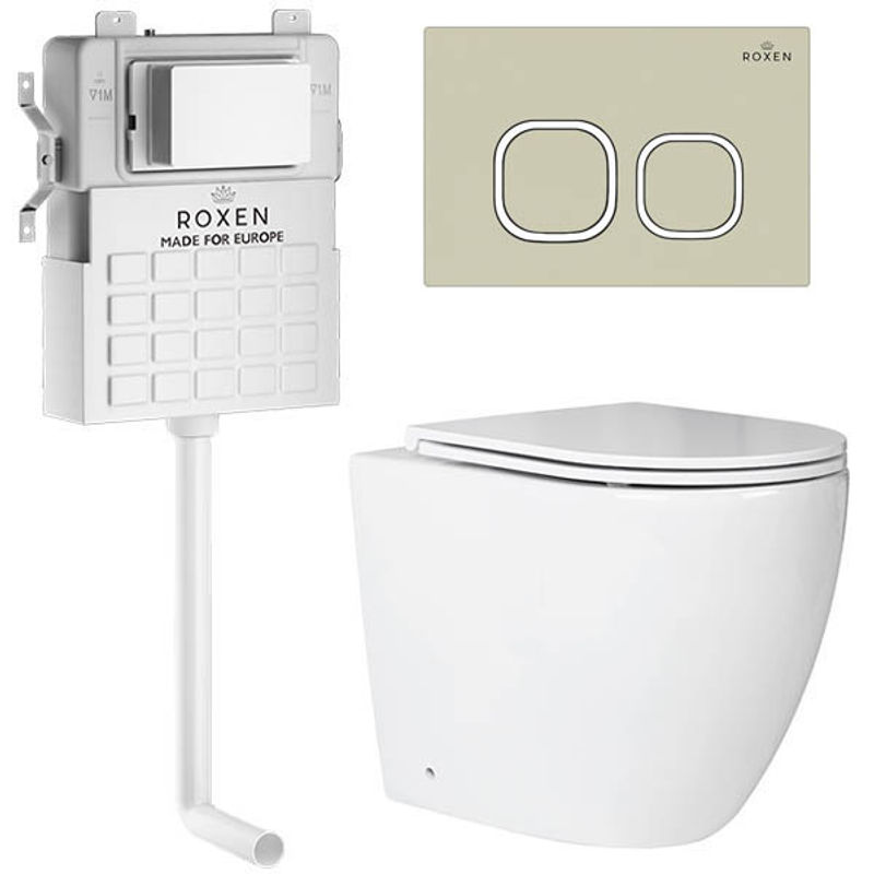 Унитаз приставной с инсталляцией Roxen Attach 966965 5 в 1 (состоит из: 710215, Santi 410280BG; 650185-01)