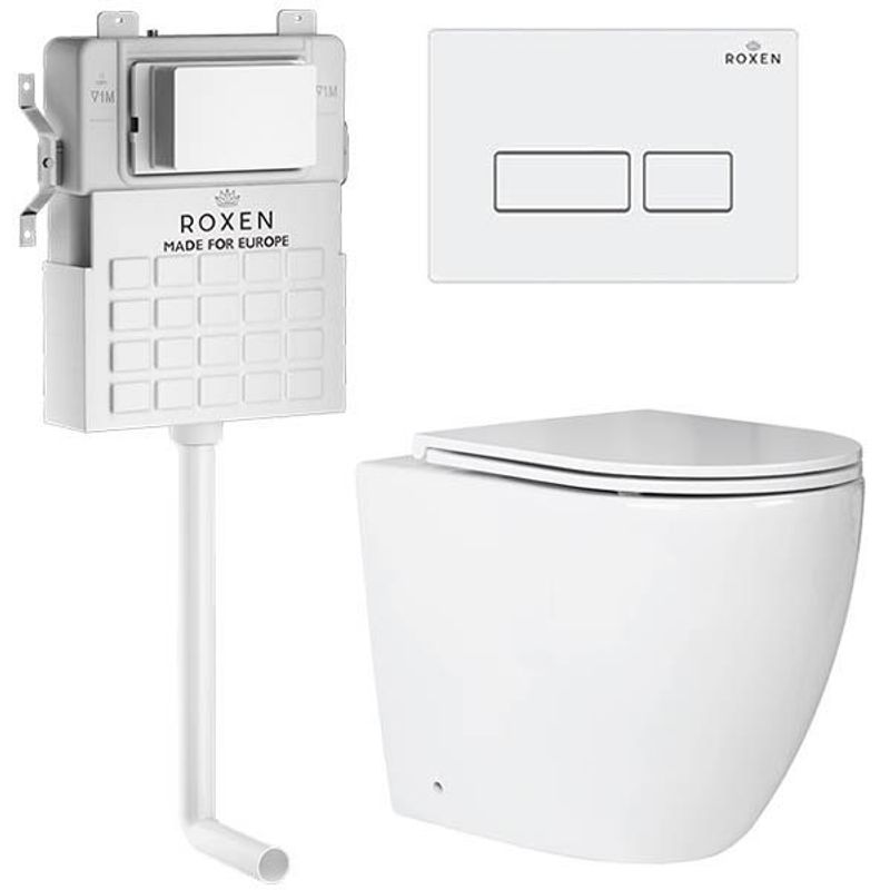 Унитаз приставной с инсталляцией Roxen Attach 967013 5 в 1 (состоит из: 710215, Caspia 410280W; 650185-01)