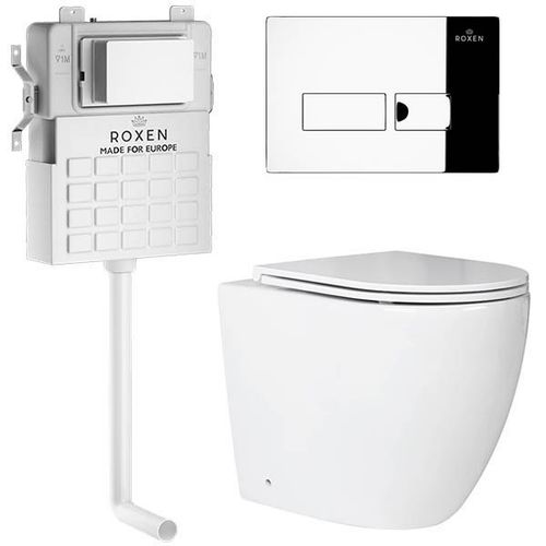 Унитаз приставной с инсталляцией Roxen Attach 967038 5 в 1 (состоит из: 710215, Caspia 410280CH; 650185-01)