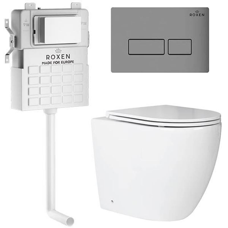 Унитаз приставной с инсталляцией Roxen Attach 967059 5 в 1 (состоит из: 710215, Caspia 410280M; 650185-01)