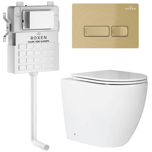 Унитаз приставной с инсталляцией Roxen Attach 967102 5 в 1 (состоит из: 710215 ,Caspia 410280GB; 650185-01)