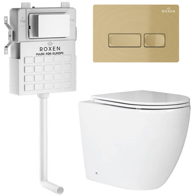 Унитаз приставной с инсталляцией Roxen Attach 967102 5 в 1 (состоит из: 710215 ,Caspia 410280GB; 650185-01)