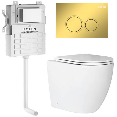 Унитаз приставной с инсталляцией Roxen Attach 967103 5 в 1 (состоит из: 710215 ,Santi 410260G; 650185-01)