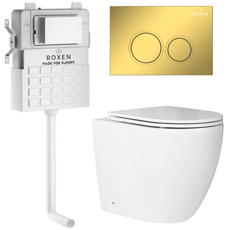 Унитаз приставной с инсталляцией Roxen Attach 967103 5 в 1 (состоит из: 710215 ,Santi 410260G; 650185-01)