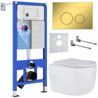 Унитаз подвесной с инсталляцией Roxen StounFix Dual Fresh 968015 6 в 1 (состоит из: 710200, Santi 410260G, 530155-01) — 1