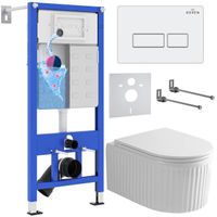Унитаз подвесной с инсталляцией Roxen StounFix Dual Fresh 968203 6 в 1 (состоит из: 710200, Caspia 410280W, 530200-01) — 1