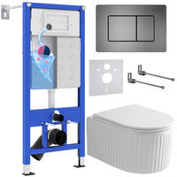 Унитаз подвесной с инсталляцией Roxen StounFix Dual Fresh 968290 6 в 1 (состоит из: 710200, Steel 420280G, 530200-01) — 1
