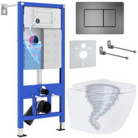 Унитаз подвесной с инсталляцией Roxen StounFix Dual Fresh 968391 6 в 1 (состоит из: 710200, Steel 420280G, Roxen Antares) — 1