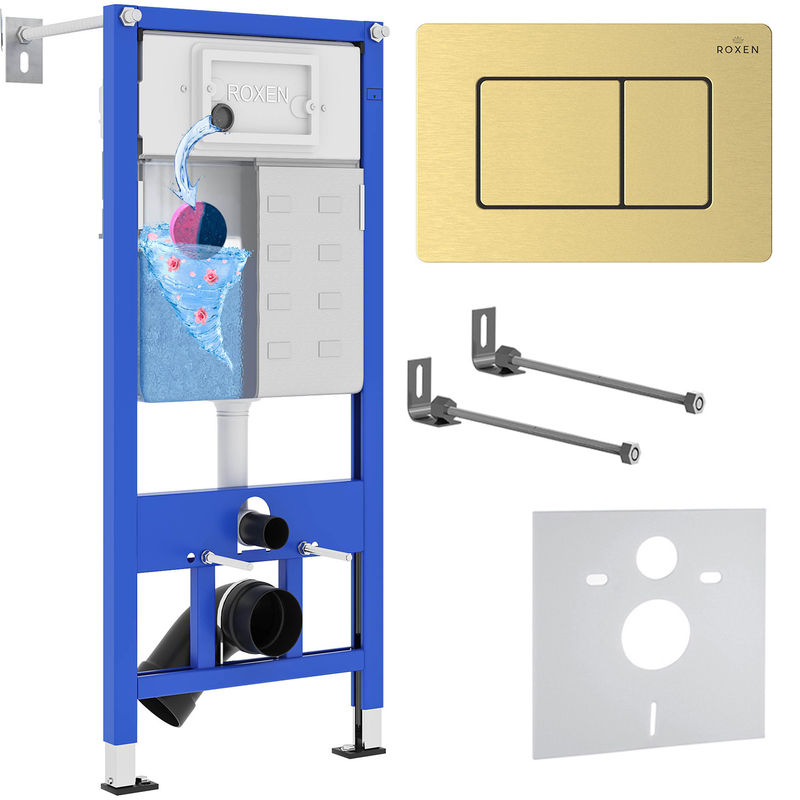 Инсталляция для унитаза Roxen StounFix Dual Fresh 968409 4 в 1 (состоит из: 710200, Steel 420280GB)