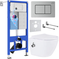 Унитаз подвесной с инсталляцией Roxen StounFix Dual Fresh 968424 6 в 1 (состоит из: 710200, Steel 420280S, 530185-01X) — 1