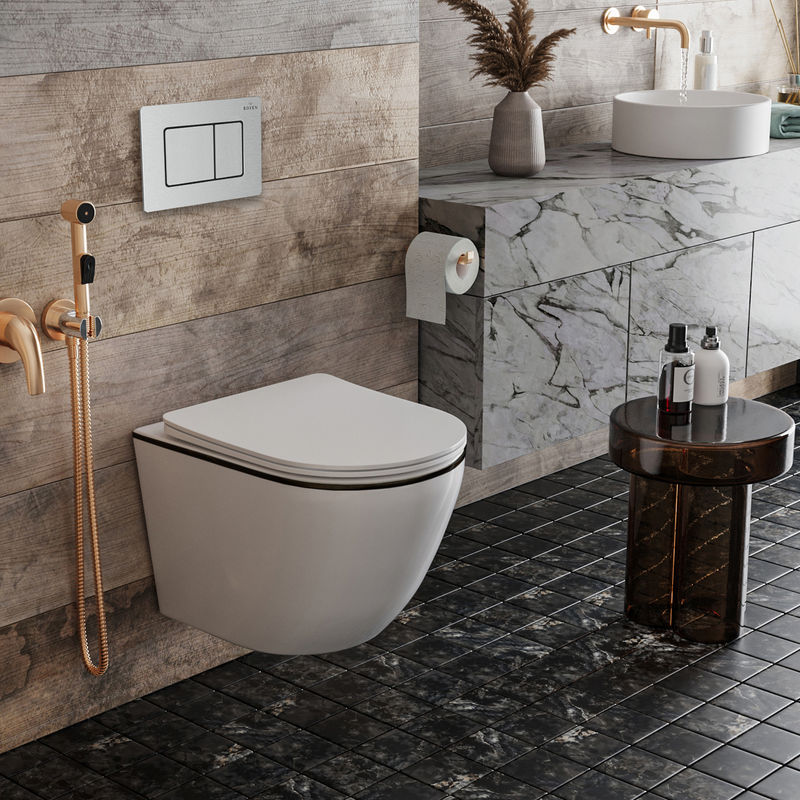 Унитаз подвесной с инсталляцией Roxen StounFix Dual Fresh 968427 6 в 1 (состоит из: 710200, Steel 420280S, 530110-01B)