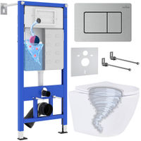 Унитаз подвесной с инсталляцией Roxen StounFix Dual Fresh 968430 6 в 1 (состоит из: 710200, Steel 420280S, Roxen Antares) — 1