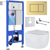 Унитаз подвесной с инсталляцией Roxen StounFix Dual Fresh 968478 6 в 1 (состоит из: 710200, Steel 420280GB, 530155-01) — 1