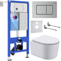 Унитаз подвесной с инсталляцией Roxen StounFix Dual Fresh 968486 6 в 1 (состоит из: 710200, Steel 420280S, 530120-01) — 1