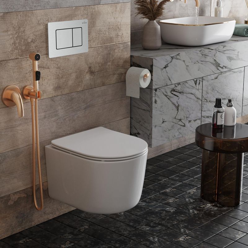 Унитаз подвесной с инсталляцией Roxen StounFix Dual Fresh 968486 6 в 1 (состоит из: 710200, Steel 420280S, 530120-01)