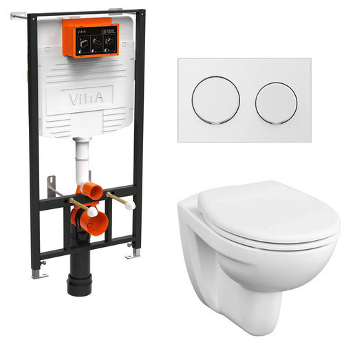 Унитаз подвесной с инсталляцией Vitra S10 Spinflush 9842B003-7206 4 в 1 с сиденьем с Soft-Close