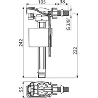 Впускной механизм AlcaDrain (AlcaPlast) A150-3/8" с боковой подводкой для керамических бачков — 2