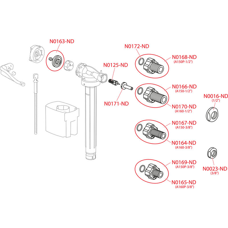 Впускной механизм AlcaDrain (AlcaPlast) A150-3/8" с боковой подводкой для керамических бачков