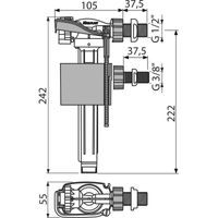 Впускной механизм с боковой подводкой AlcaDrain (AlcaPlast) A160UNI универсальный — 2