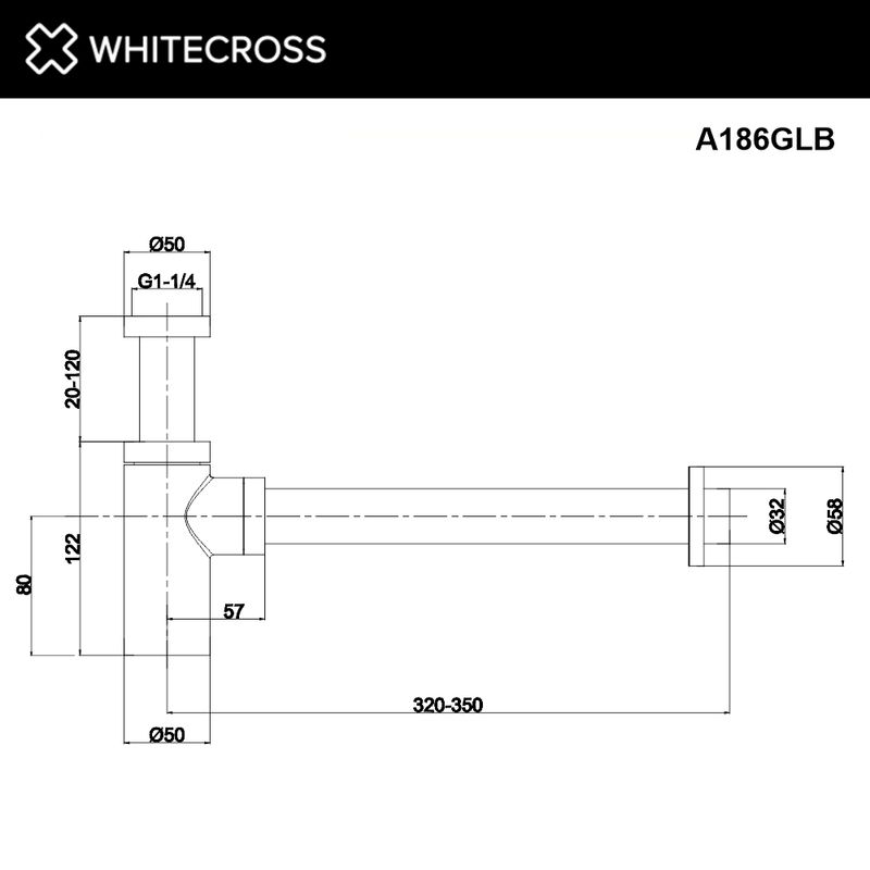 Сифон для раковины WHITECROSS A186GLB декоративный (брашированное золото)