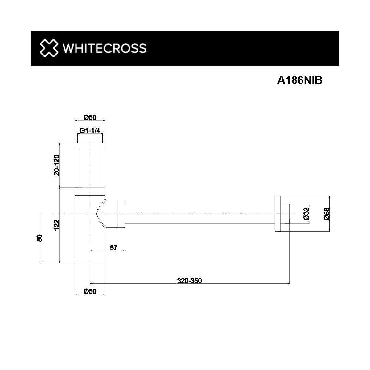 Сифон для умывальника декоративный WHITECROSS A186NIB (брашированный никель)