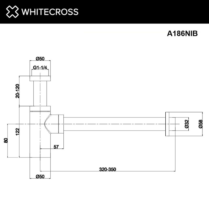 Сифон для умывальника декоративный WHITECROSS A186NIB (брашированный никель)