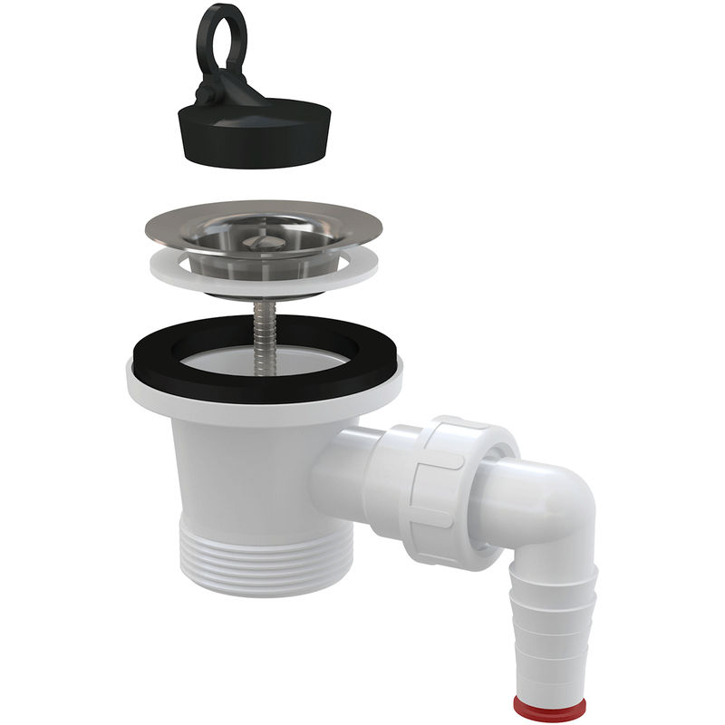 Донный клапан сифона AlcaDrain (AlcaPlast) A31P для умывальника 6/4" с нержавеющей peшeткой DN63 и штуцером