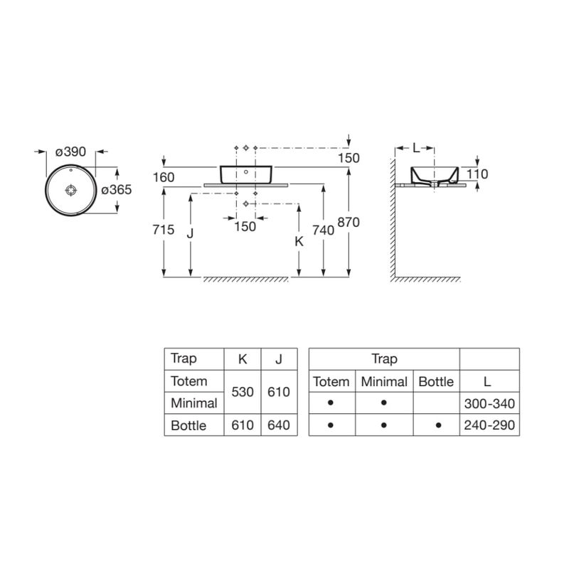 Раковина Roca Gap Round Ø39 A3270MJ000 белый