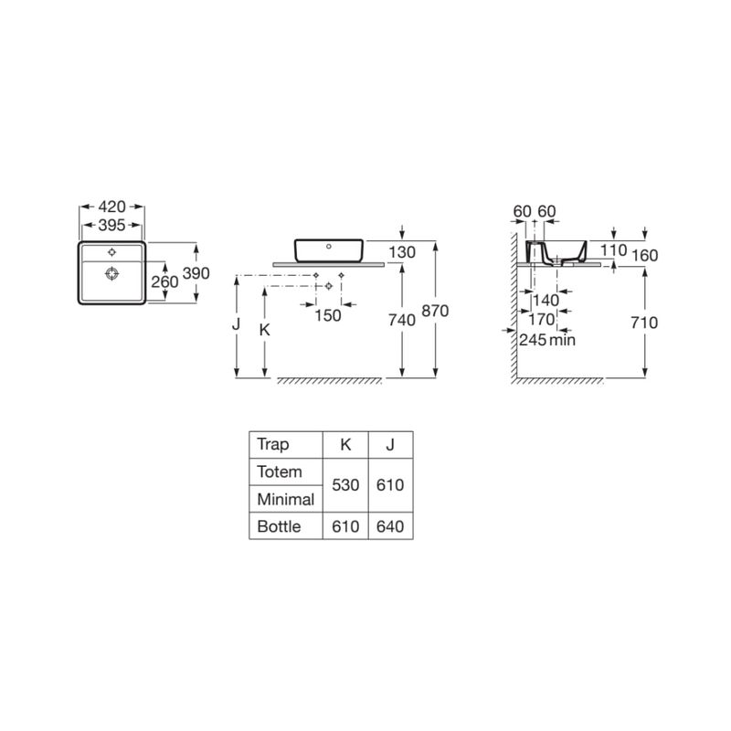 Раковина Roca The Gap квадратная 42×39 / A3270MM000 белый