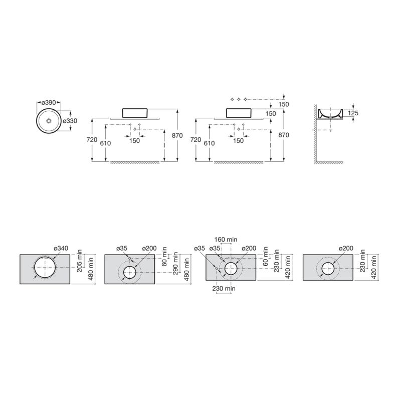 Раковина Roca Terra Ø39 / A32722D000 белый