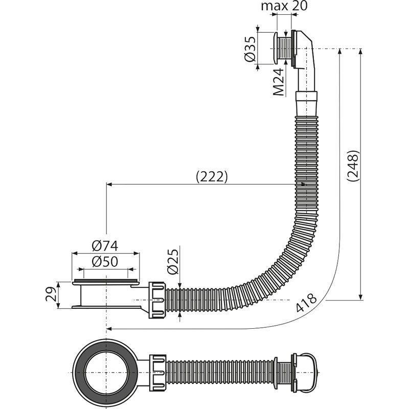 Сифон для раковины AlcaDrain (AlcaPlast) A328CR хром