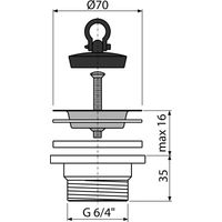 Донный клапан AlcaDrain (AlcaPlast) A33 для мойки 6/4" с нержавеющей peшeткой DN70 — 2
