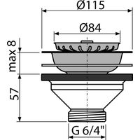 Донный клапан AlcaDrain (AlcaPlast)  A37 для мойки 6/4" с нержавеющей peшeткой DN115 — 2