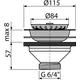 Донный клапан сифона для мойки 6/4" с нержавеющей peшeткой DN115 A37
