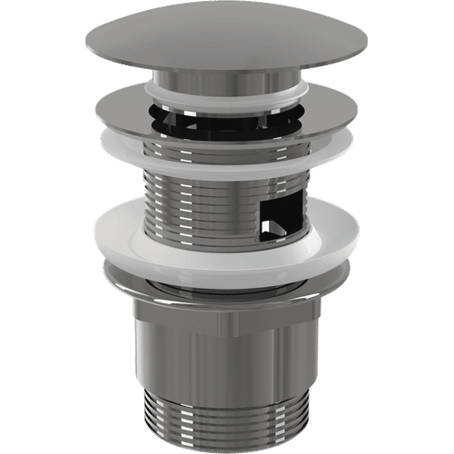 Донный клапан AlcaDrain (AlcaPlast) A390 для умывальника click-clack 5/4" цельнометаллический с переливом и большой заглушкой