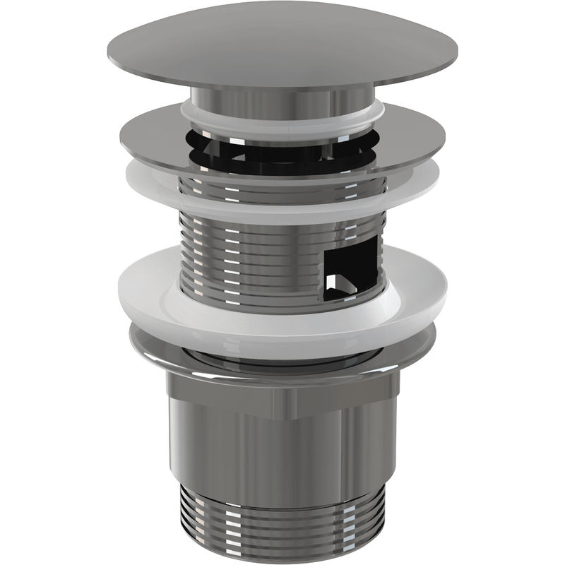 Донный клапан AlcaDrain (AlcaPlast) A390 для умывальника click-clack 5/4" цельнометаллический с переливом и большой заглушкой