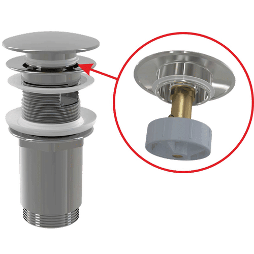 Донный клапан AlcaDrain (AlcaPlast) A392C для умывальника click-clack 5/4" цельнометаллический большая заглушка