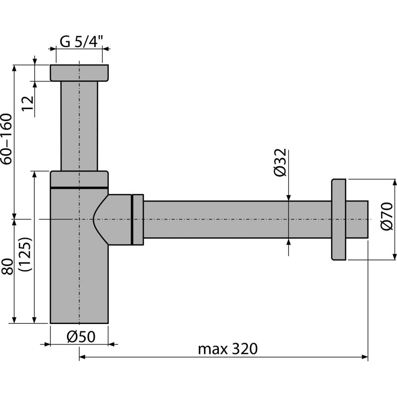 Сифон для раковины AlcaDrain (AlcaPlast) DN32 DESIGN A400 цельнометаллический круглый