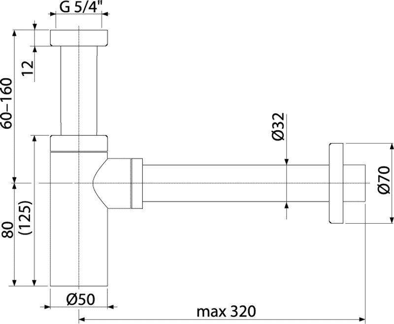 Сифон для умывальника DN32 DESIGN круглый, черный-мат A400BLACK