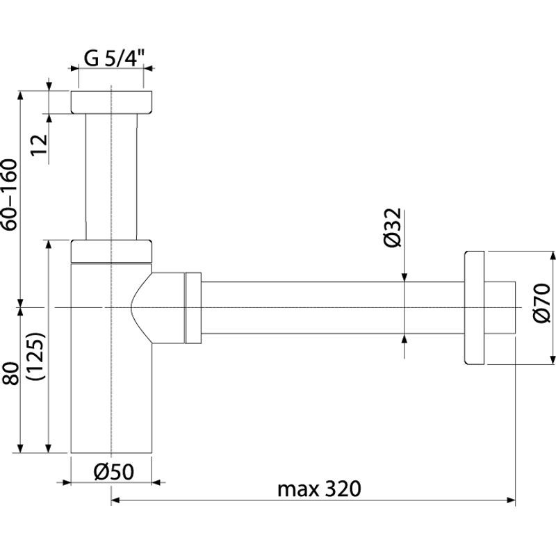 Сифон для раковины AlcaDrain (AlcaPlast) DN32 DESIGN A400BLACK круглый черный-мат