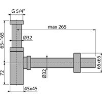 Сифон для раковины AlcaDrain (AlcaPlast) DN32 DESIGN A401 цельнометаллический квадратный — 2