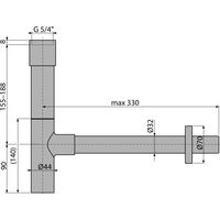 Сифон для раковины AlcaDrain (AlcaPlast) DN32 DESIGN A402 цельнометаллический массивный — 2
