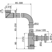 Сифон для раковины AlcaDrain (AlcaPlast) DN32 DESIGN A403 цельнометаллический экономящий пространство — 2