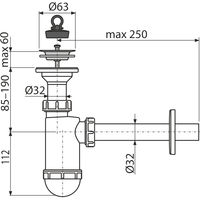 Сифон для раковины AlcaDrain (AlcaPlast) DN32 A410 с нержавеющей peшeткой DN63 — 2