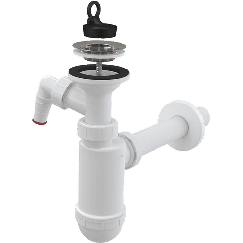 Сифон для раковины AlcaDrain (AlcaPlast) DN32 A410P со штуцером и нержавеющей peшeткой DN63